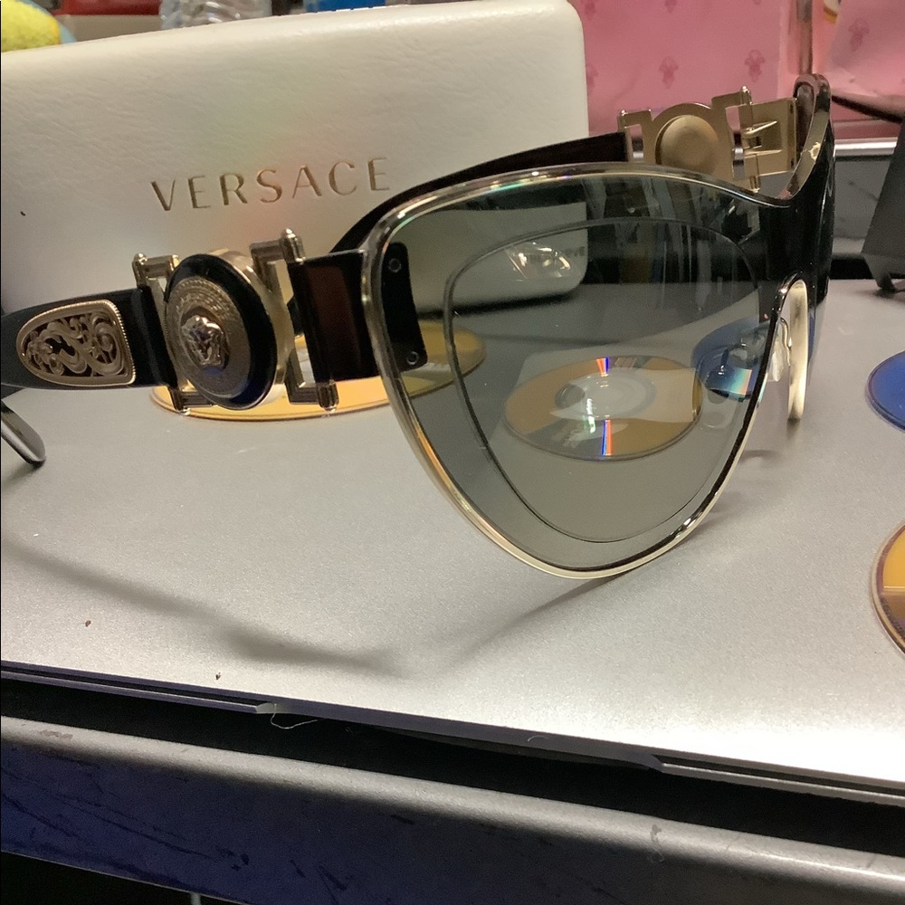 Versace Women’s Black & Gold Cat-Eye Sunglasses